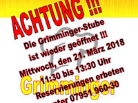 Grimminger-Stube öffnet am 21.03.2018 wieder für Sie!
